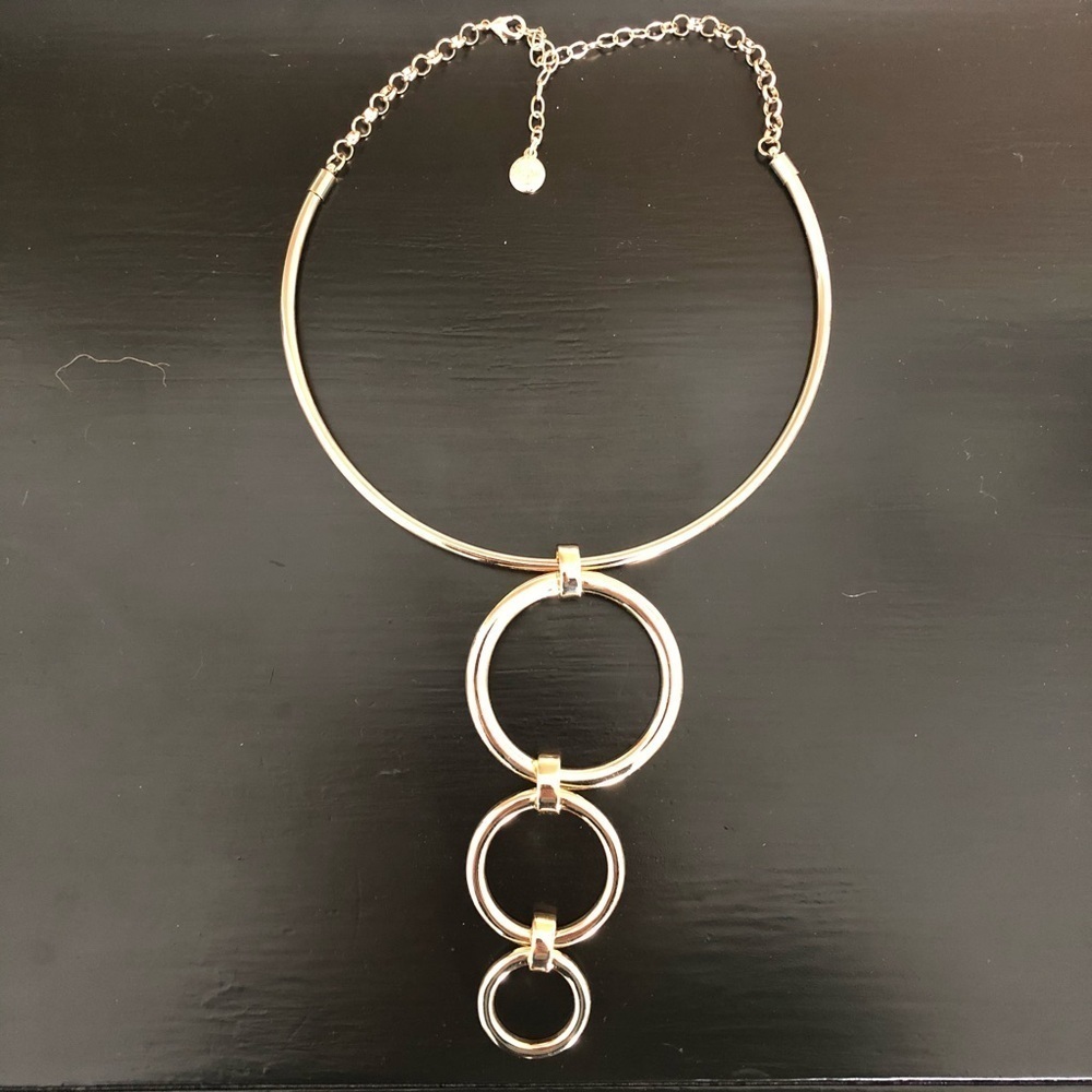 QVC Gold Triple Circle Necklace